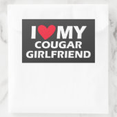 Sticker Rectangulaire J'aime ma copine cougar (Sac)