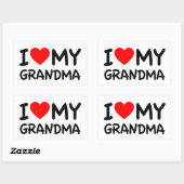 Sticker Rectangulaire J'aime ma grand-mère (Feuille)