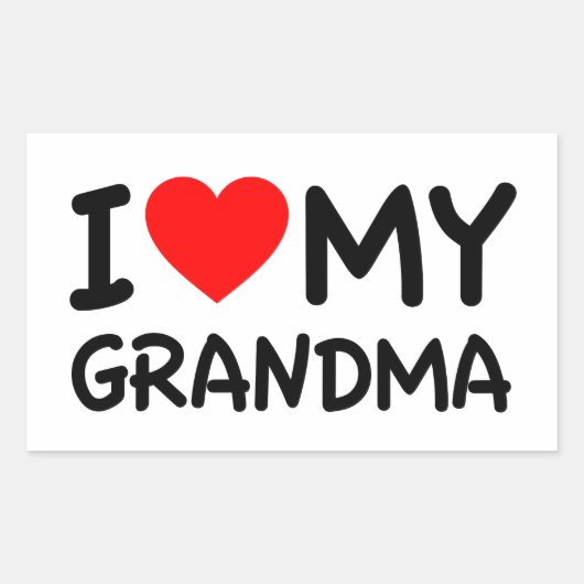 Sticker Rectangulaire J'aime ma grand-mère (Devant)