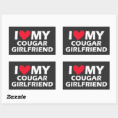 Sticker Rectangulaire J'Aime Ma Petite Amie Cougar (Feuille)