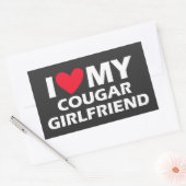 Sticker Rectangulaire J'Aime Ma Petite Amie Cougar (Enveloppe)