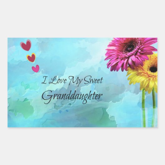 Sticker Rectangulaire J'Aime Ma Petite-Fille Douce (Devant)