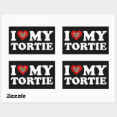 Sticker Rectangulaire J'Aime Ma Tortie (Feuille)