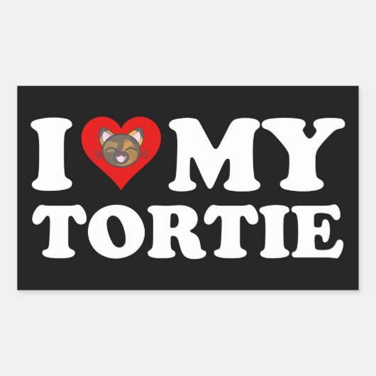 Sticker Rectangulaire J'Aime Ma Tortie (Devant)