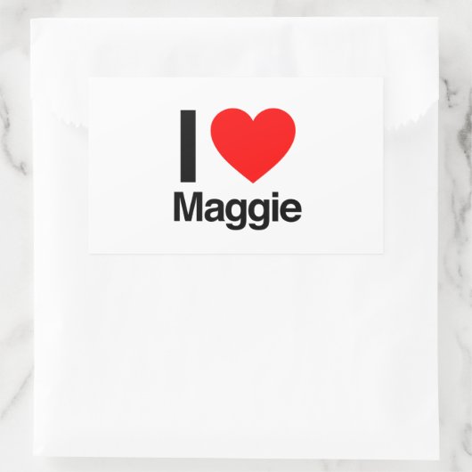 Sticker Rectangulaire j'aime maggie (Sac)