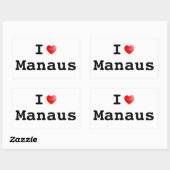 Sticker Rectangulaire J'aime Manaus (Feuille)