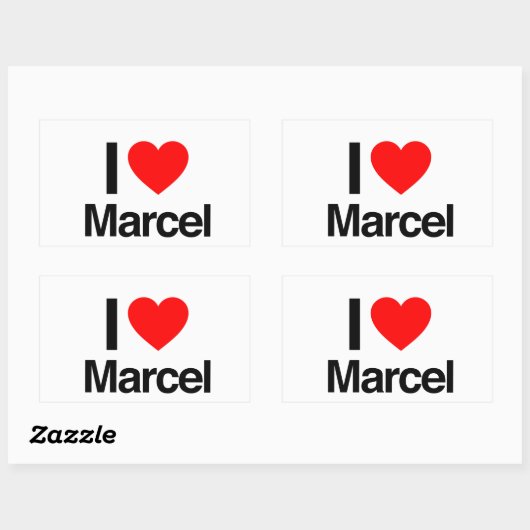 Sticker Rectangulaire j'aime marcel (Feuille)