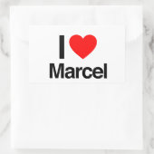 Sticker Rectangulaire j'aime marcel (Sac)