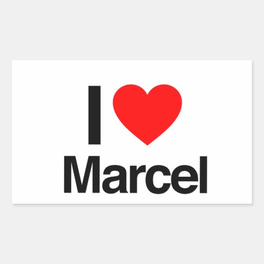 Sticker Rectangulaire j'aime marcel (Devant)