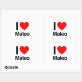 Sticker Rectangulaire j'aime mateo (Feuille)