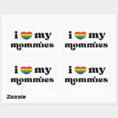 Sticker Rectangulaire J'Aime Mes Mommies Queer Moms Rainbow Heart (Feuille)