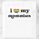 Sticker Rectangulaire J'Aime Mes Mommies Queer Moms Rainbow Heart (Sac)