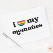 Sticker Rectangulaire J'Aime Mes Mommies Queer Moms Rainbow Heart (Enveloppe)
