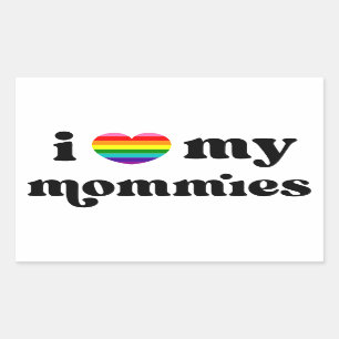 Sticker Rectangulaire J'Aime Mes Mommies Queer Moms Rainbow Heart