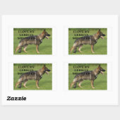 Sticker Rectangulaire J'aime mon berger allemand de sable (Feuille)