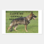 Sticker Rectangulaire J'aime mon berger allemand de sable (Devant)