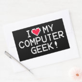 Sticker Rectangulaire J'aime mon Geek d'ordinateur (Enveloppe)