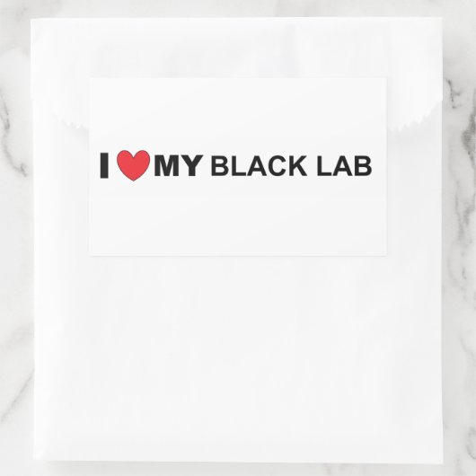 Sticker Rectangulaire J'aime mon labo noir (Sac)