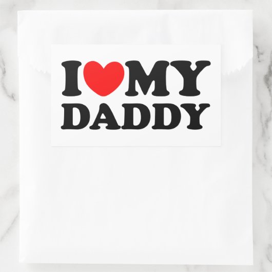 Sticker Rectangulaire J'Aime Mon Papa (Sac)