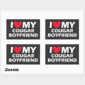 Sticker Rectangulaire J'aime mon petit ami cougar (Feuille)