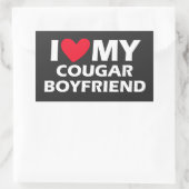 Sticker Rectangulaire J'aime mon petit ami cougar (Sac)