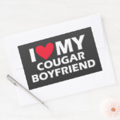 Sticker Rectangulaire J'aime mon petit ami cougar (Enveloppe)
