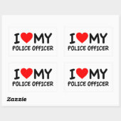 Sticker Rectangulaire J'aime mon policier (Feuille)