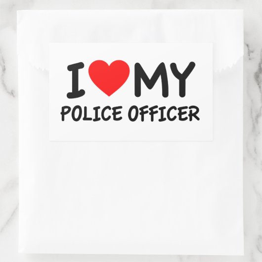 Sticker Rectangulaire J'aime mon policier (Sac)