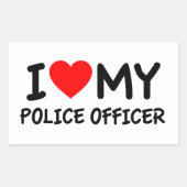 Sticker Rectangulaire J'aime mon policier (Devant)