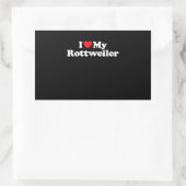 Sticker Rectangulaire J'aime mon rottweiler (Sac)