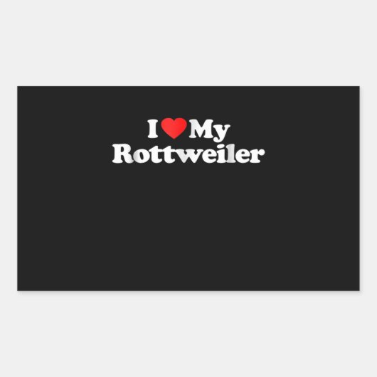 Sticker Rectangulaire J'aime mon rottweiler (Devant)