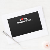 Sticker Rectangulaire J'aime mon rottweiler (Enveloppe)