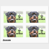 Sticker Rectangulaire J'aime mon Rottweiler (Feuille)