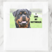 Sticker Rectangulaire J'aime mon Rottweiler (Sac)