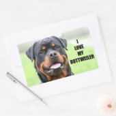 Sticker Rectangulaire J'aime mon Rottweiler (Enveloppe)