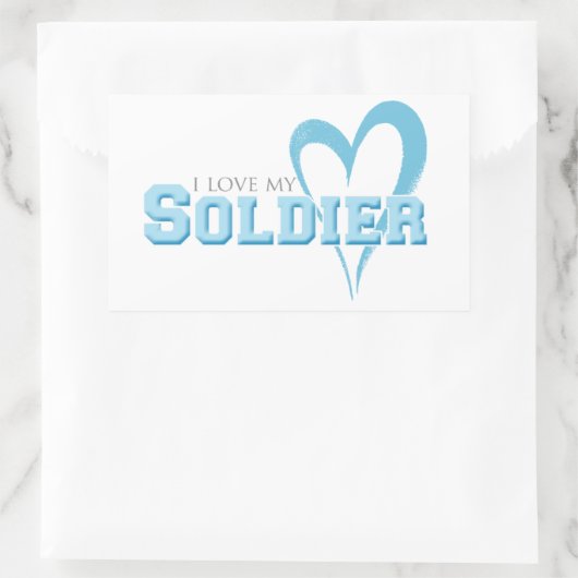 Sticker Rectangulaire J'aime mon soldat (Sac)