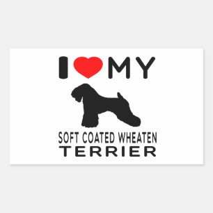 Sticker Rectangulaire J'Aime Mon Terrier À Manteau Doux