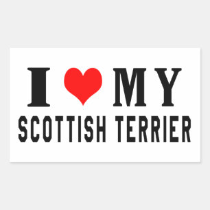 Sticker Rectangulaire J'aime mon Terrier écossais