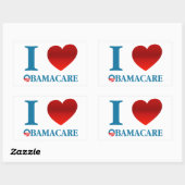 Sticker Rectangulaire J'aime Obamacare (Feuille)