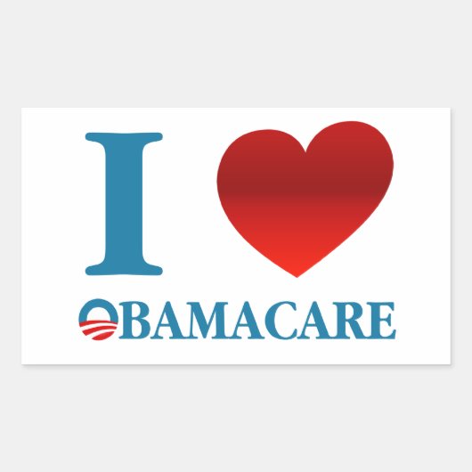 Sticker Rectangulaire J'aime Obamacare (Devant)