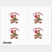 Sticker Rectangulaire J'Aime Père Noël ! Ours en peluche de Noël (Feuille)