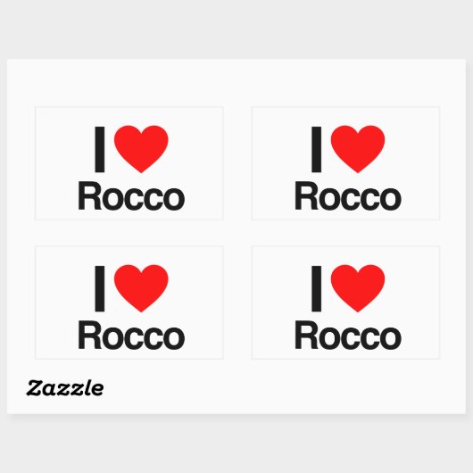 Sticker Rectangulaire j'aime rocco (Feuille)