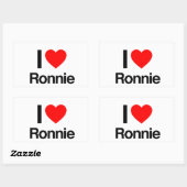 Sticker Rectangulaire j'aime ronnie (Feuille)