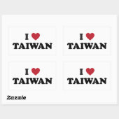 Sticker Rectangulaire J'aime Taïwan (Feuille)