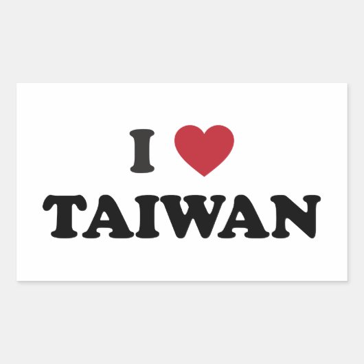 Sticker Rectangulaire J'aime Taïwan (Devant)