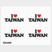 STICKER RECTANGULAIRE J'AIME TAIWAN (Feuille)