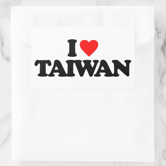 STICKER RECTANGULAIRE J'AIME TAIWAN (Sac)