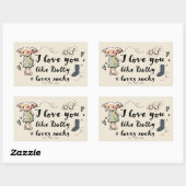 Sticker Rectangulaire J'aime Vous Comme Dobby Aime Les Chaussettes (Feuille)