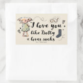Sticker Rectangulaire J'aime Vous Comme Dobby Aime Les Chaussettes (Sac)