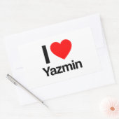 Sticker Rectangulaire j'aime yazmin (Enveloppe)